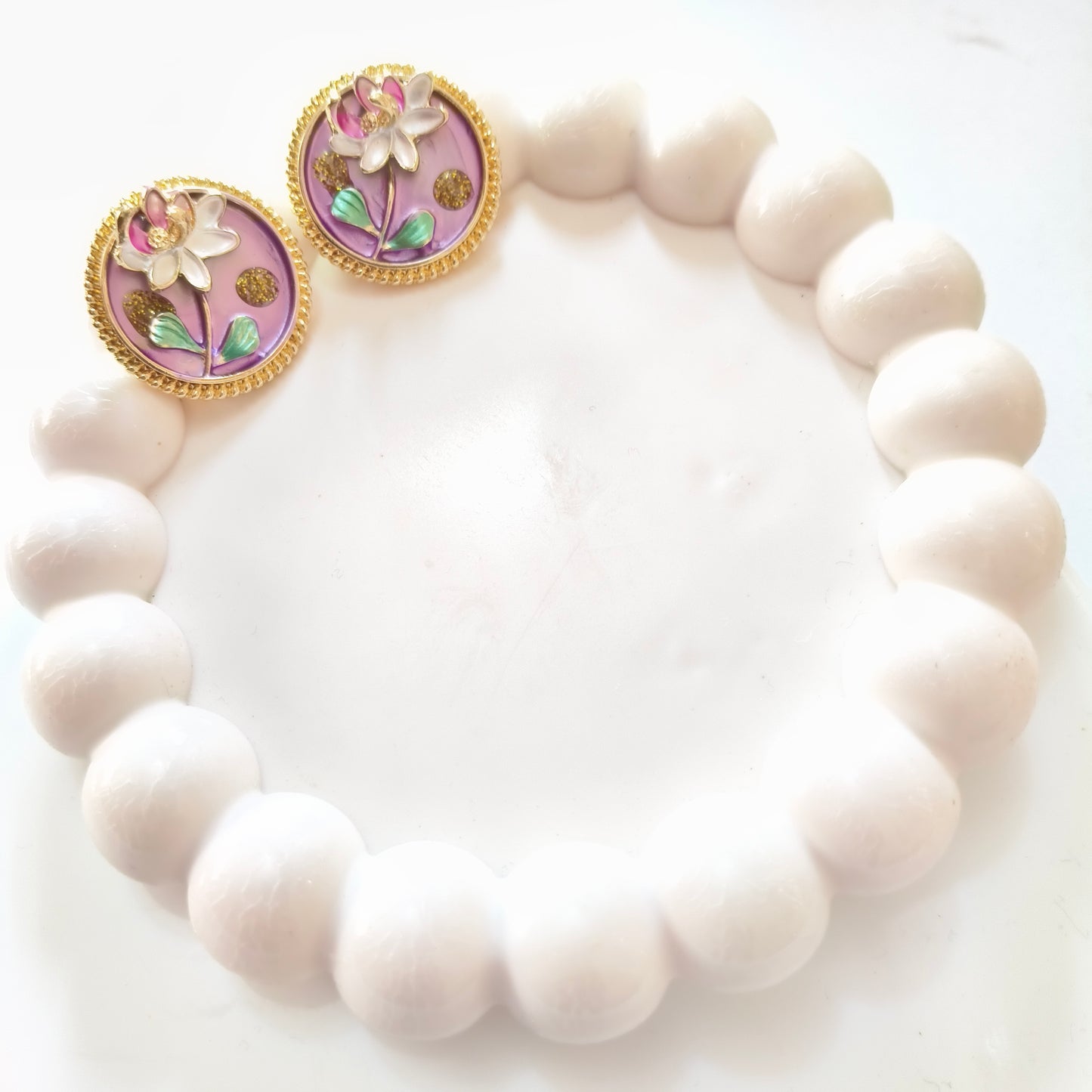 Pink Enamel Earring