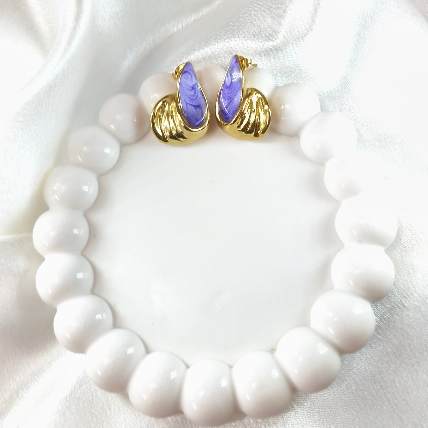 Purple Enamel Earring