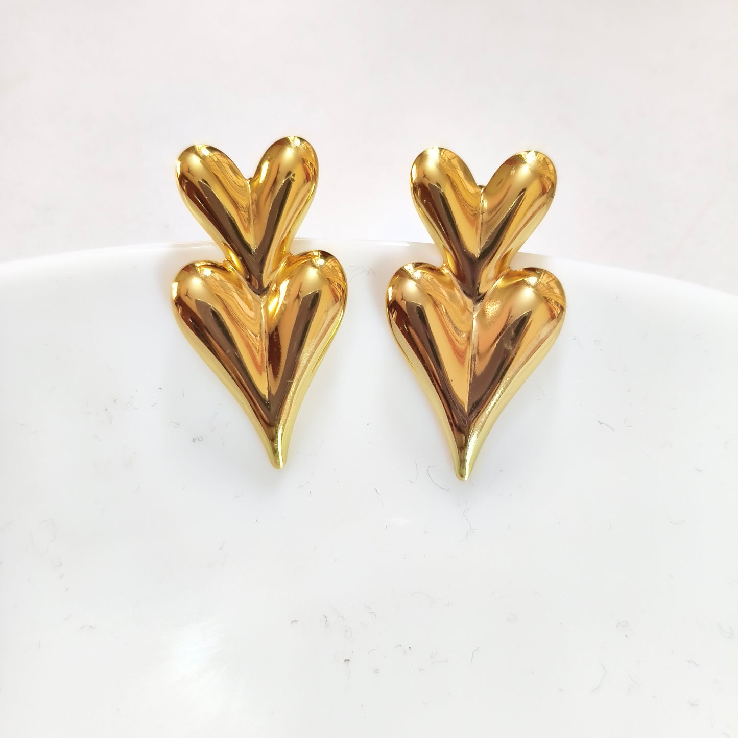 Twin Hearts Drops studs