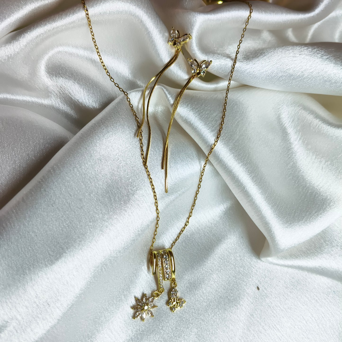 Diamond Butterfly Pendant set