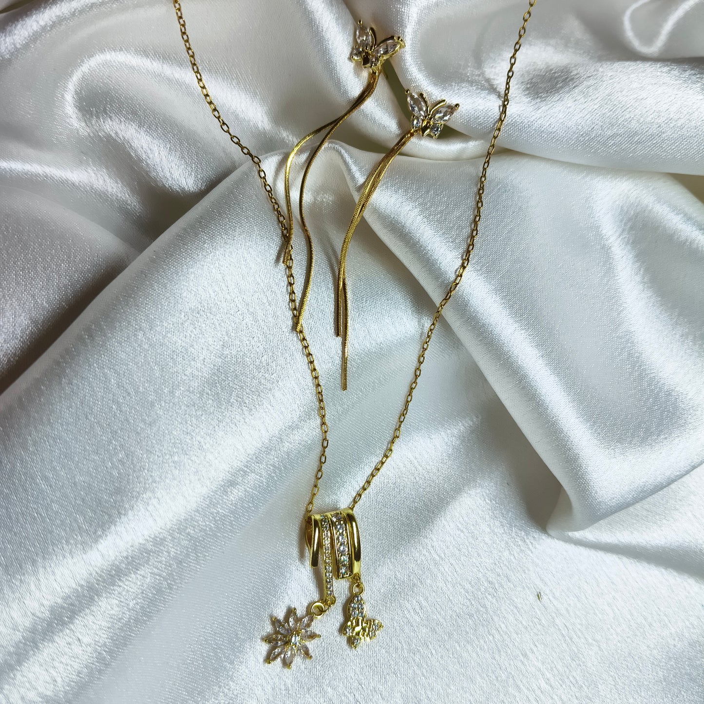 Diamond Butterfly Pendant set