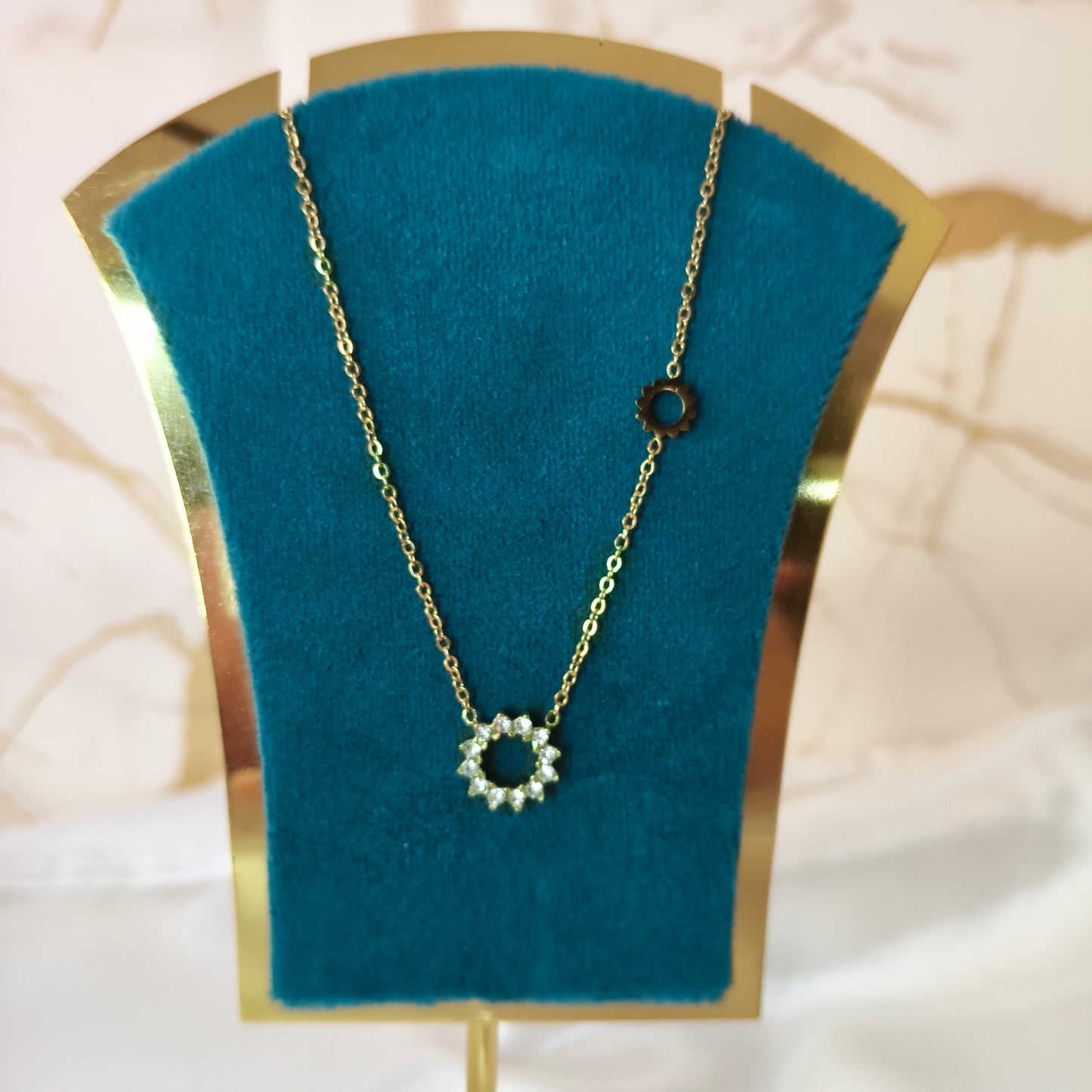 Sunflower Diamond Stud Necklace