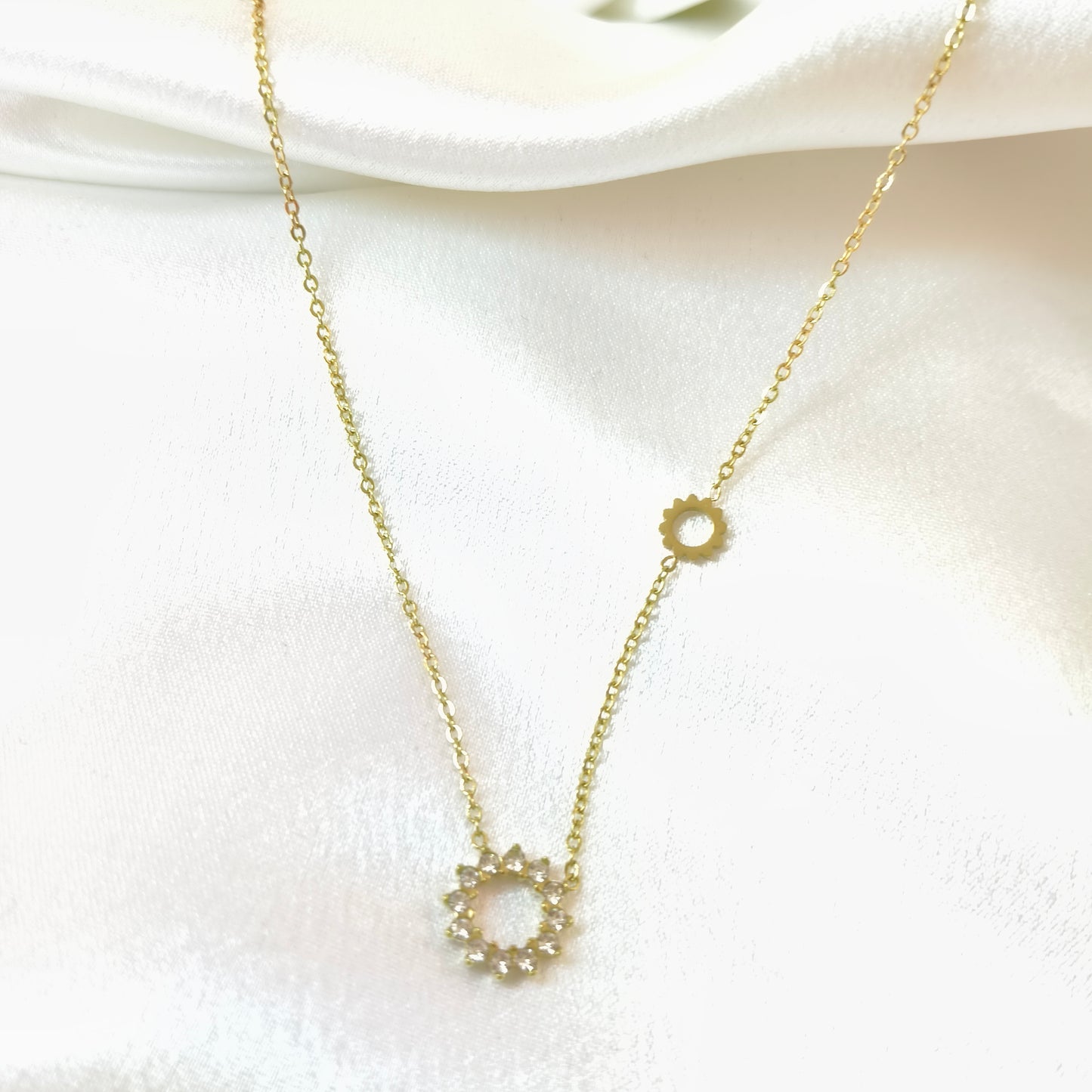 Sunflower Diamond Stud Necklace
