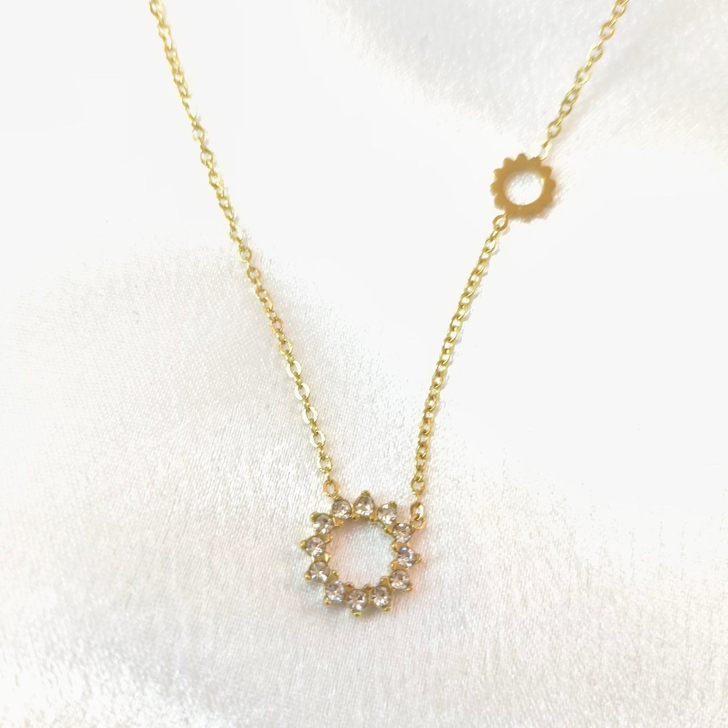 Sunflower Diamond Stud Necklace