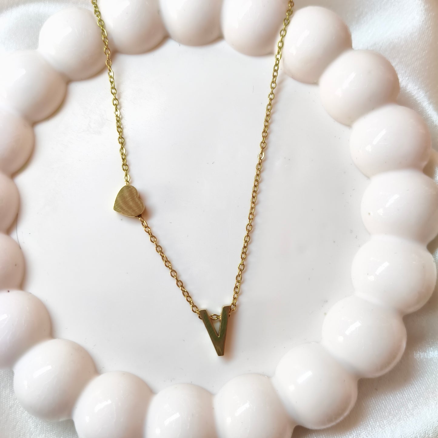 V Initial Necklace