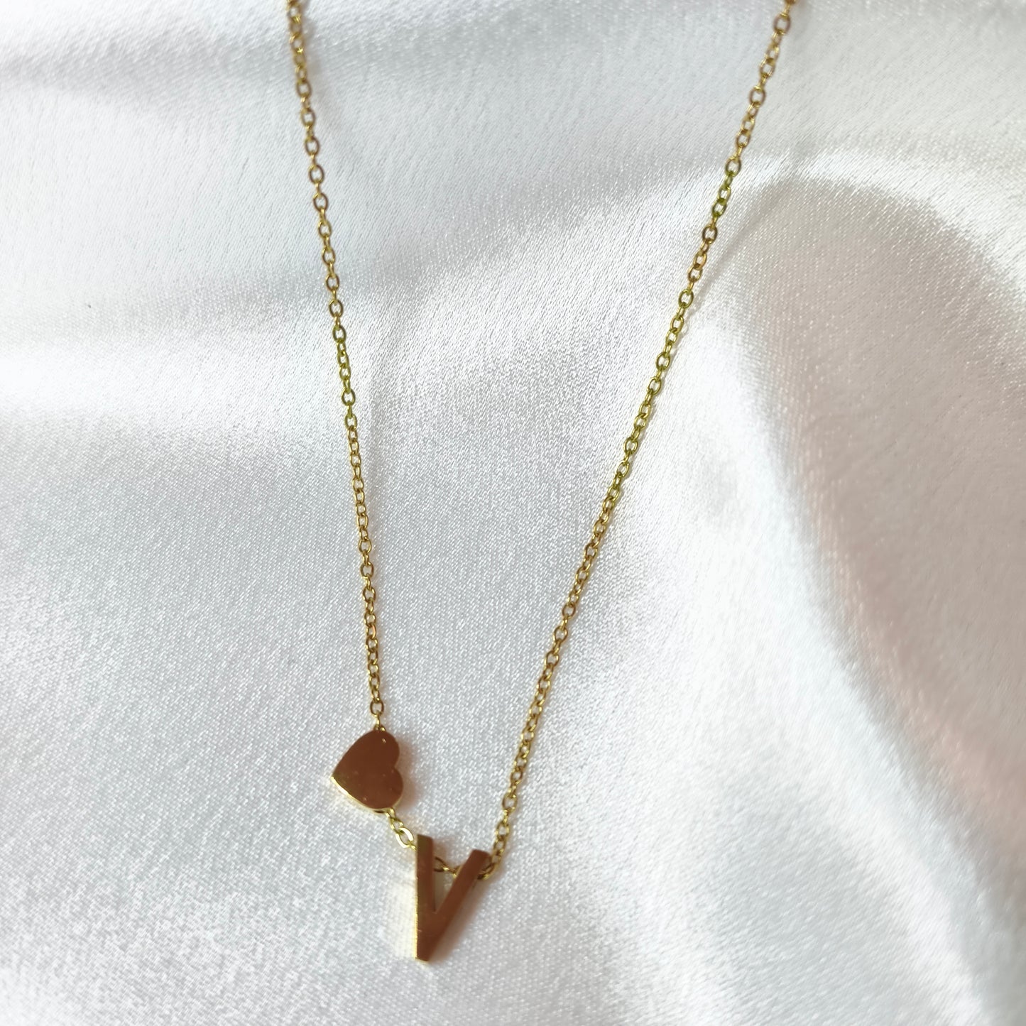 V Initial Necklace