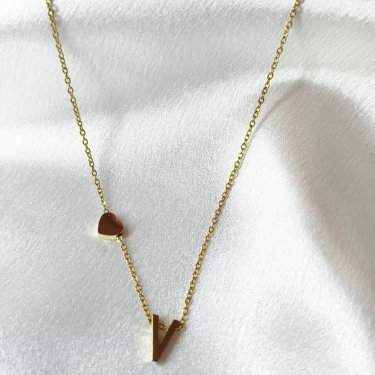 V Initial Necklace