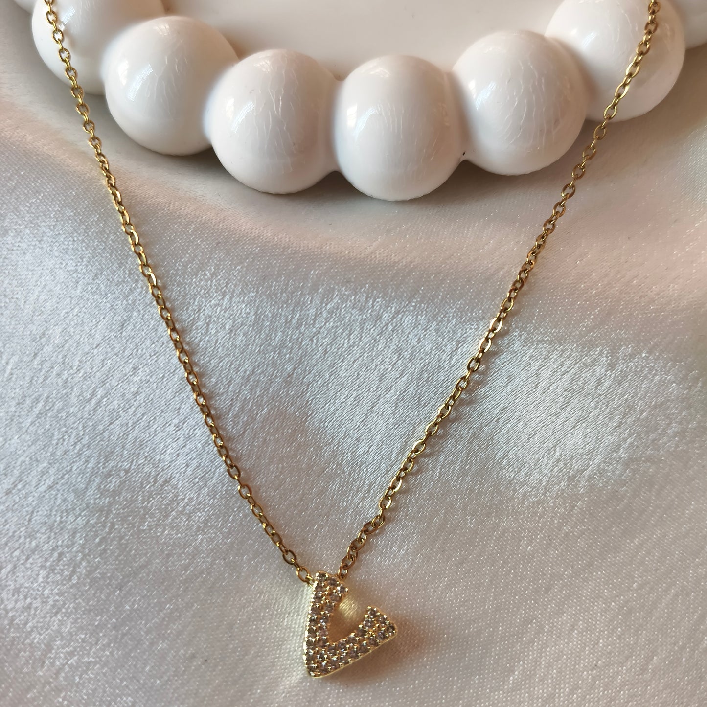 V Initial Necklace