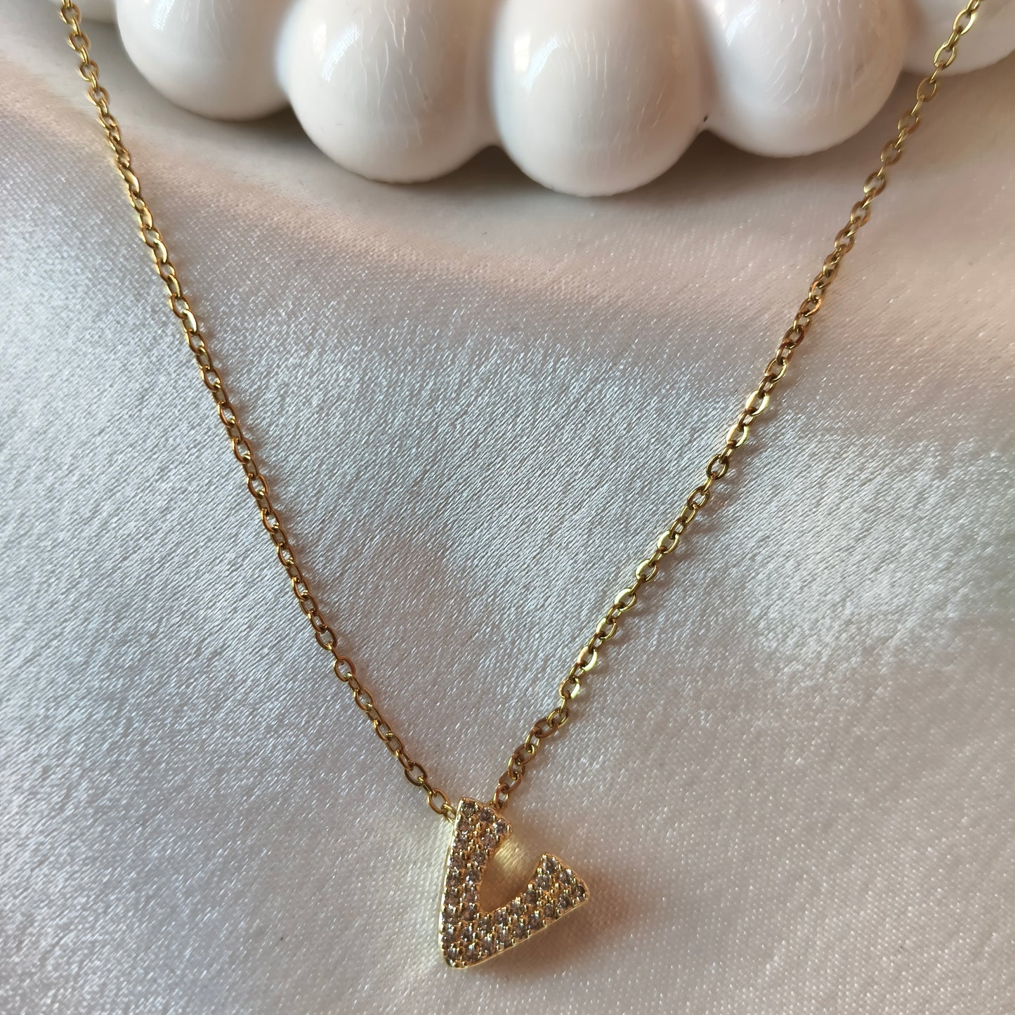 V Initial Necklace