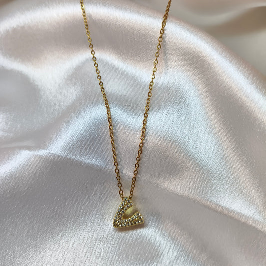 V Initial Necklace