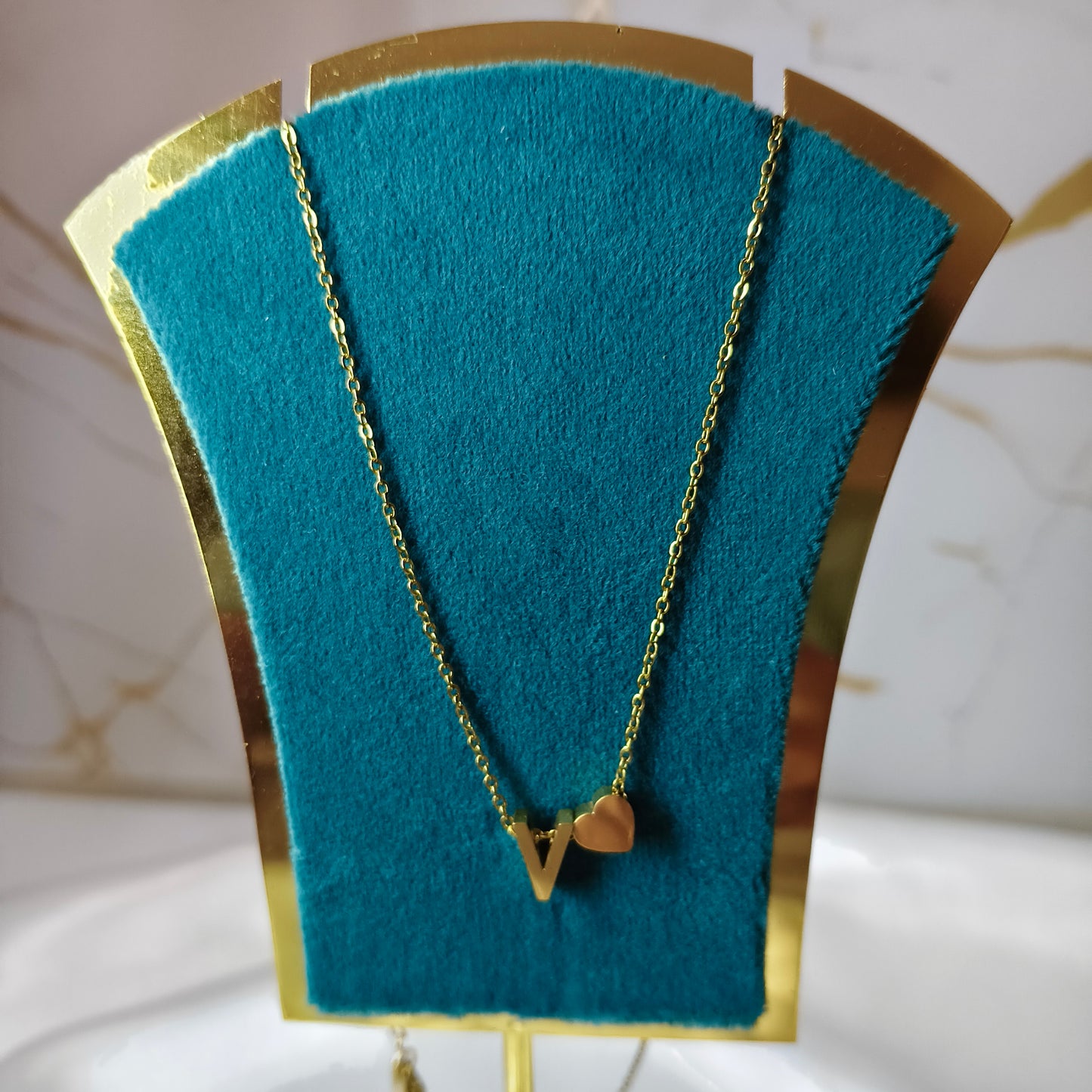 V Initial Necklace