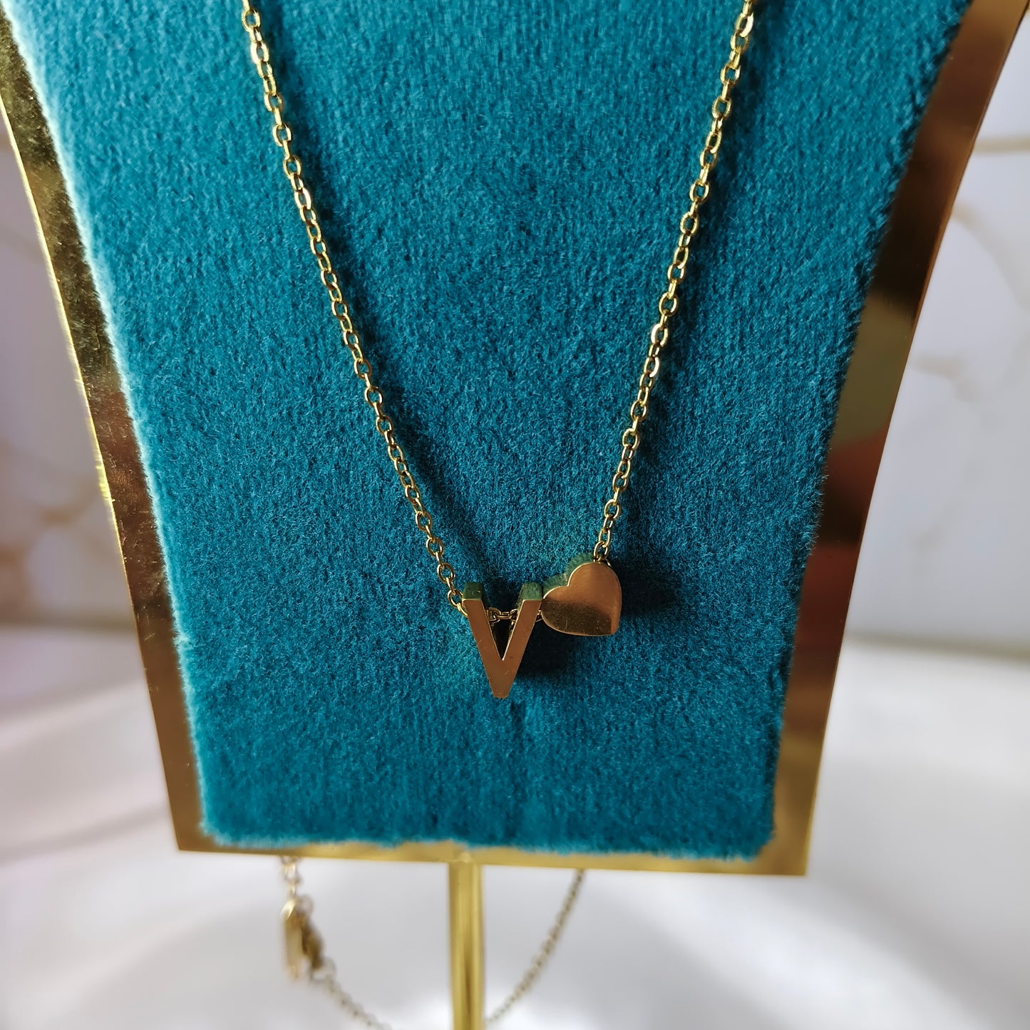 V Initial Necklace