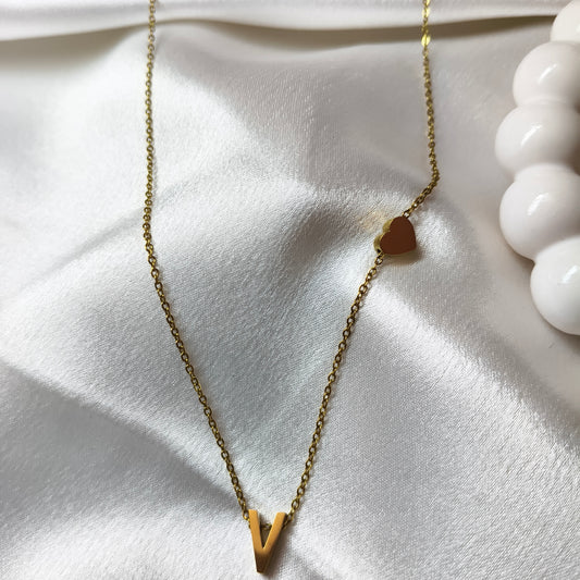 V Initial Necklace