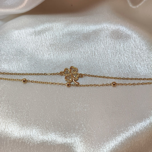 Double Layer Flower Chain Bracelet