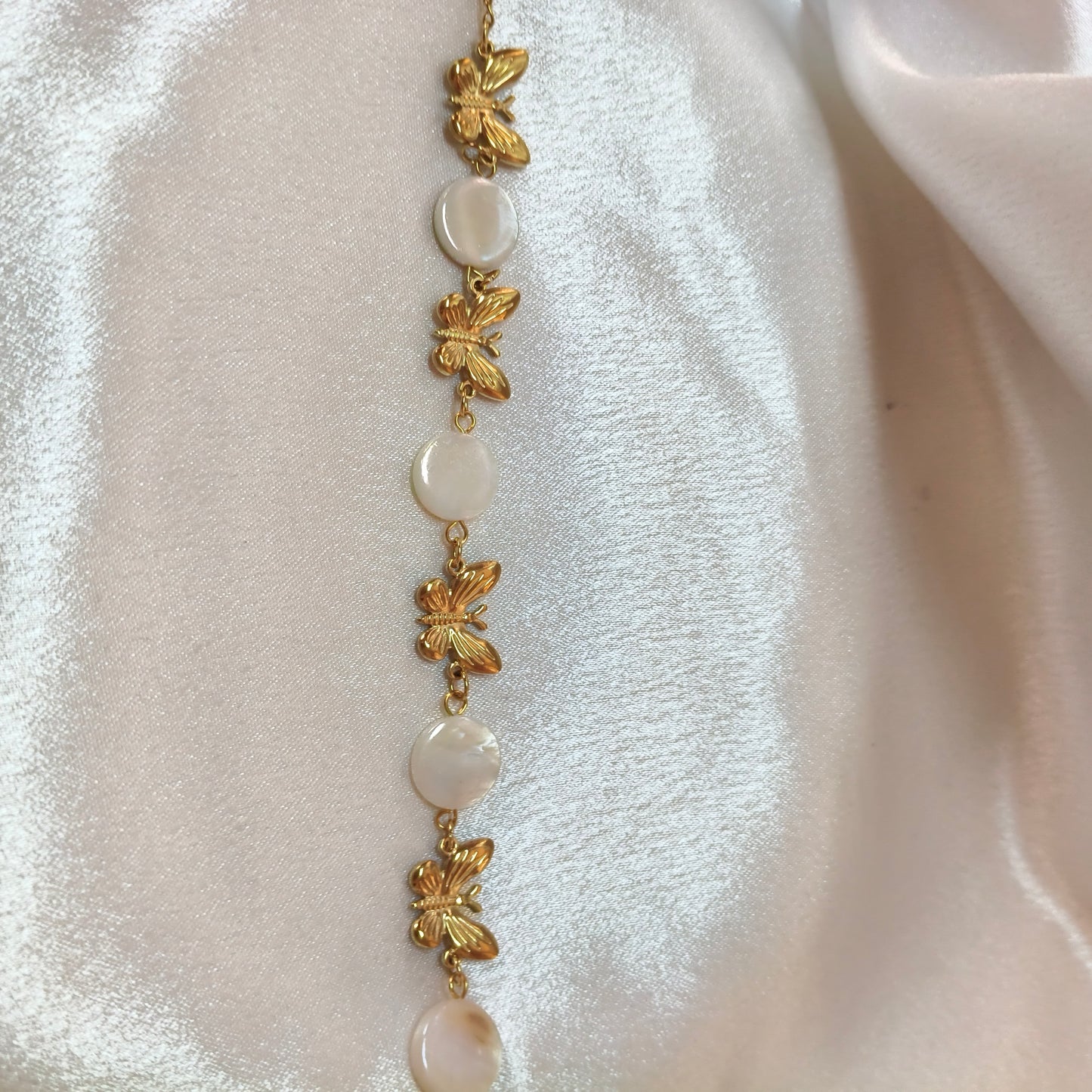 Butterfly Pearl Chain Bracelet