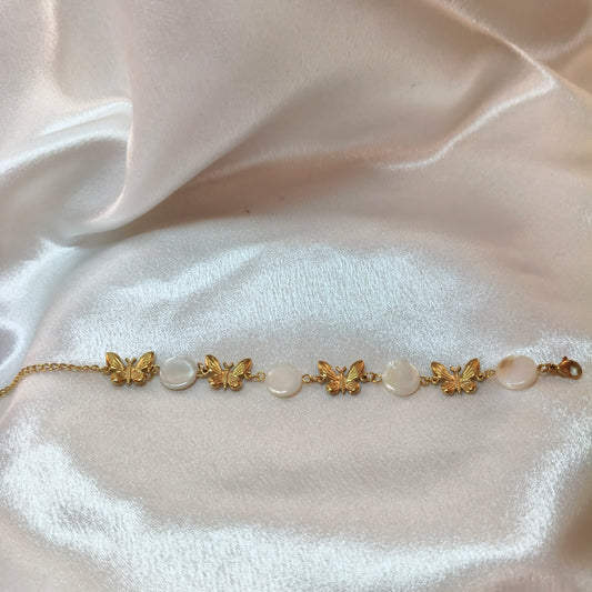 Butterfly Pearl Chain Bracelet