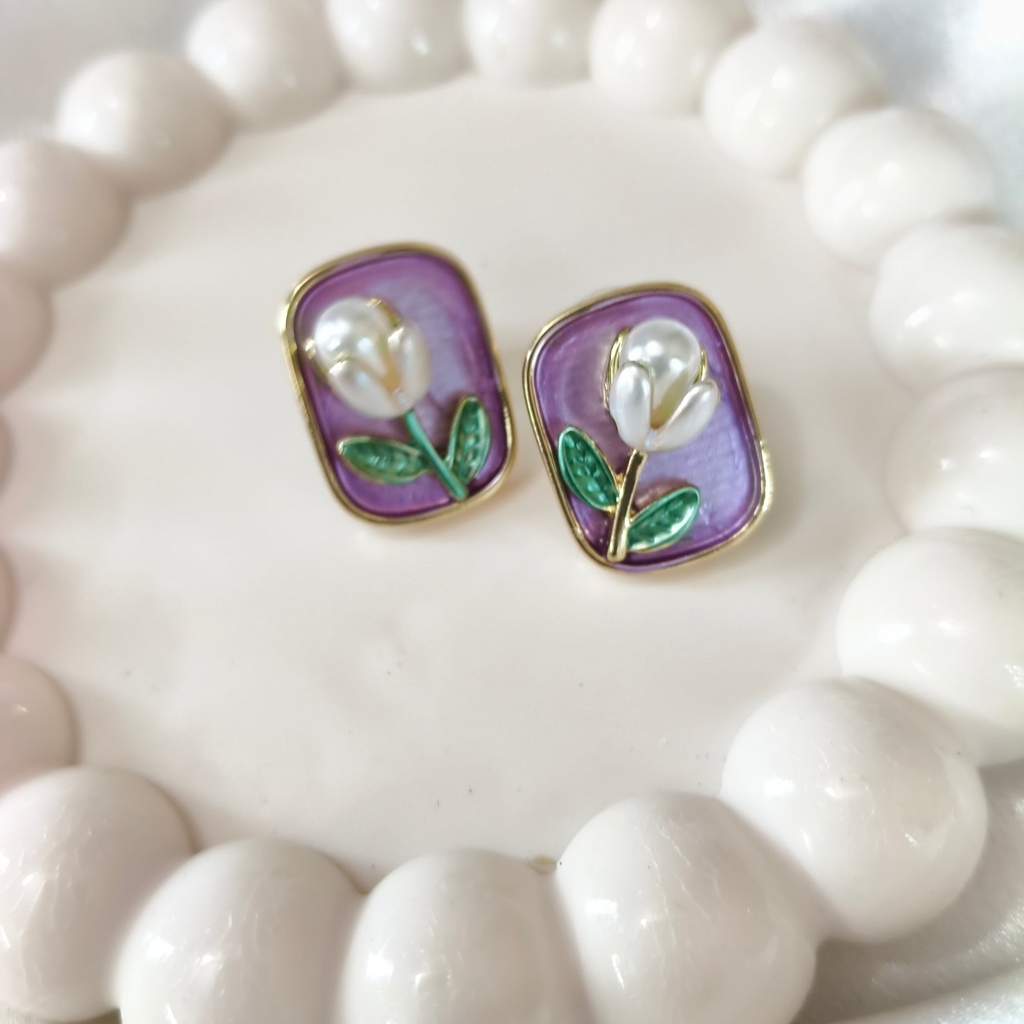 Purple Pearl Earring