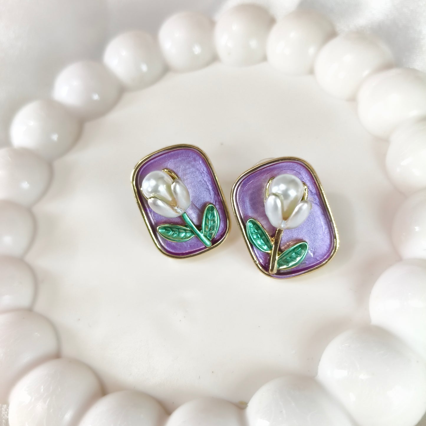 Purple Pearl Earring