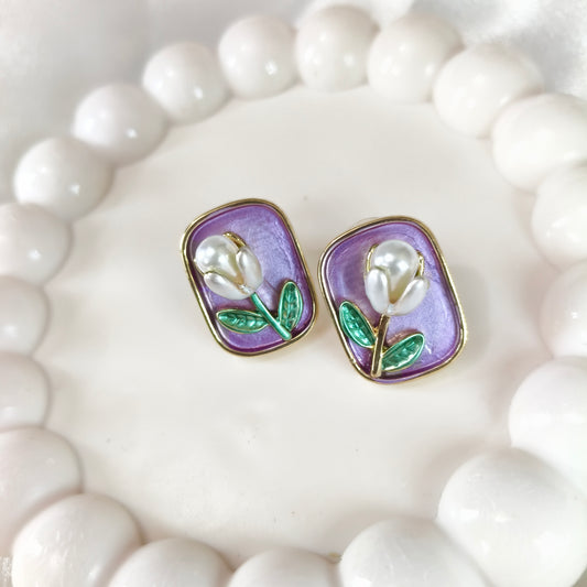 Purple Pearl Earring