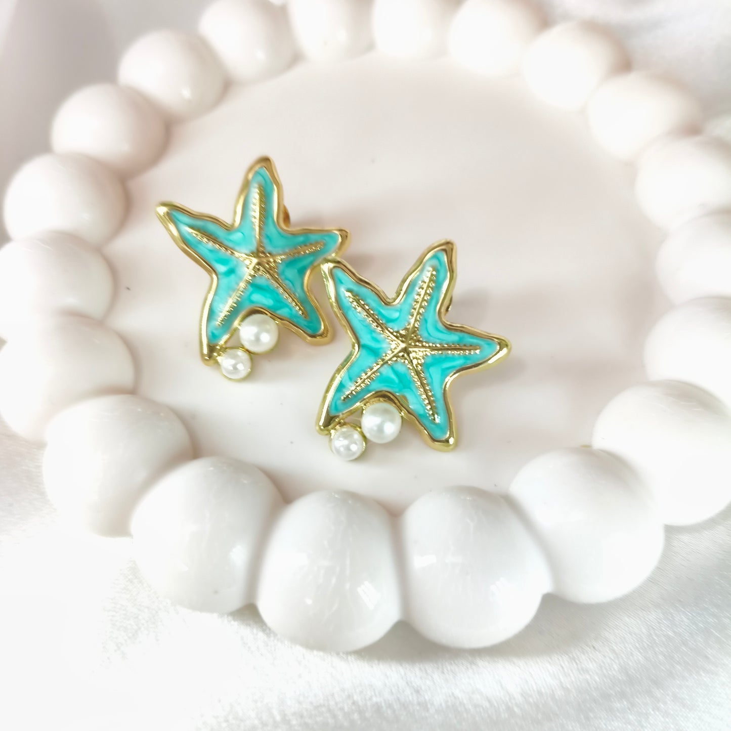 Star Fish Enamel Earring