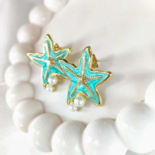 Star Fish Enamel Earring