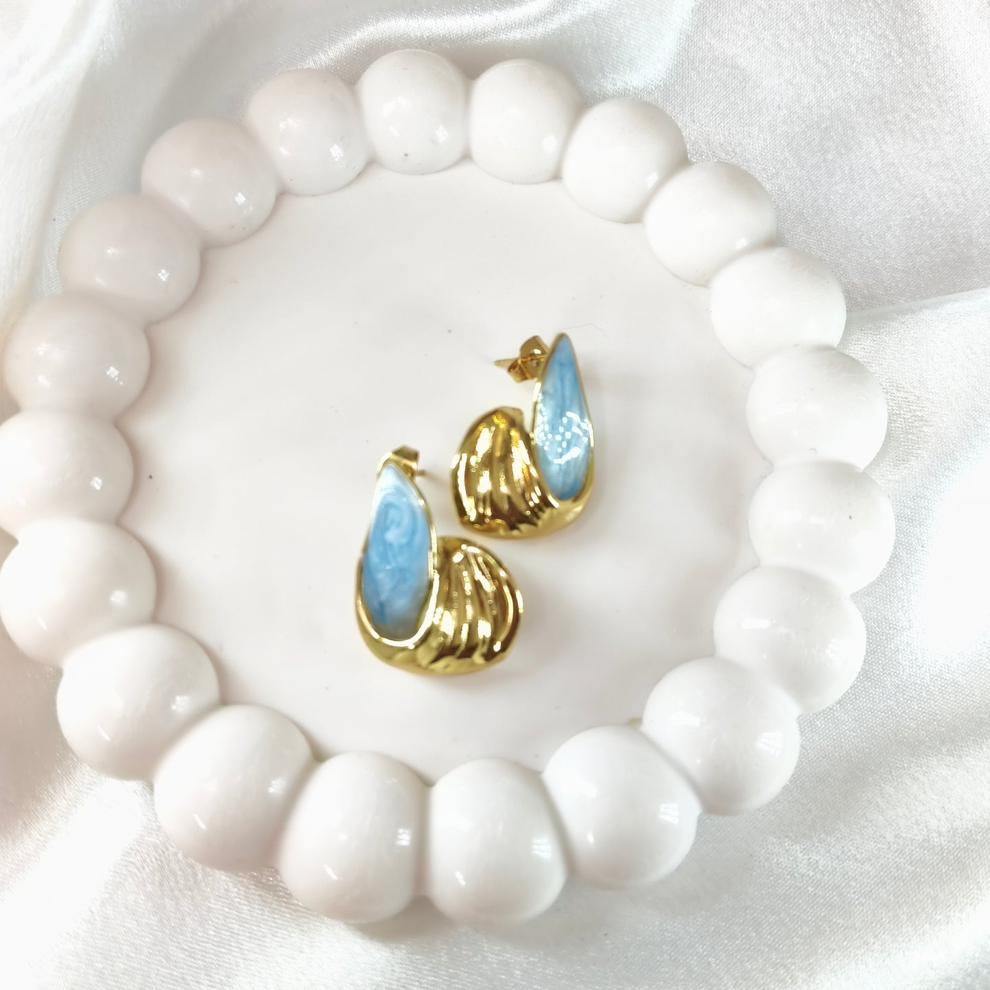 Blue Enamel Earring
