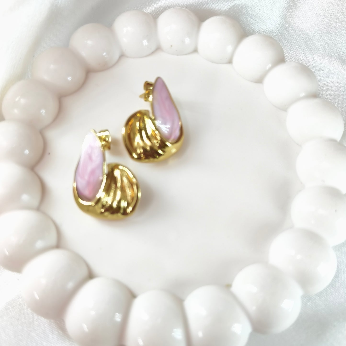 Pink Enamel Earring