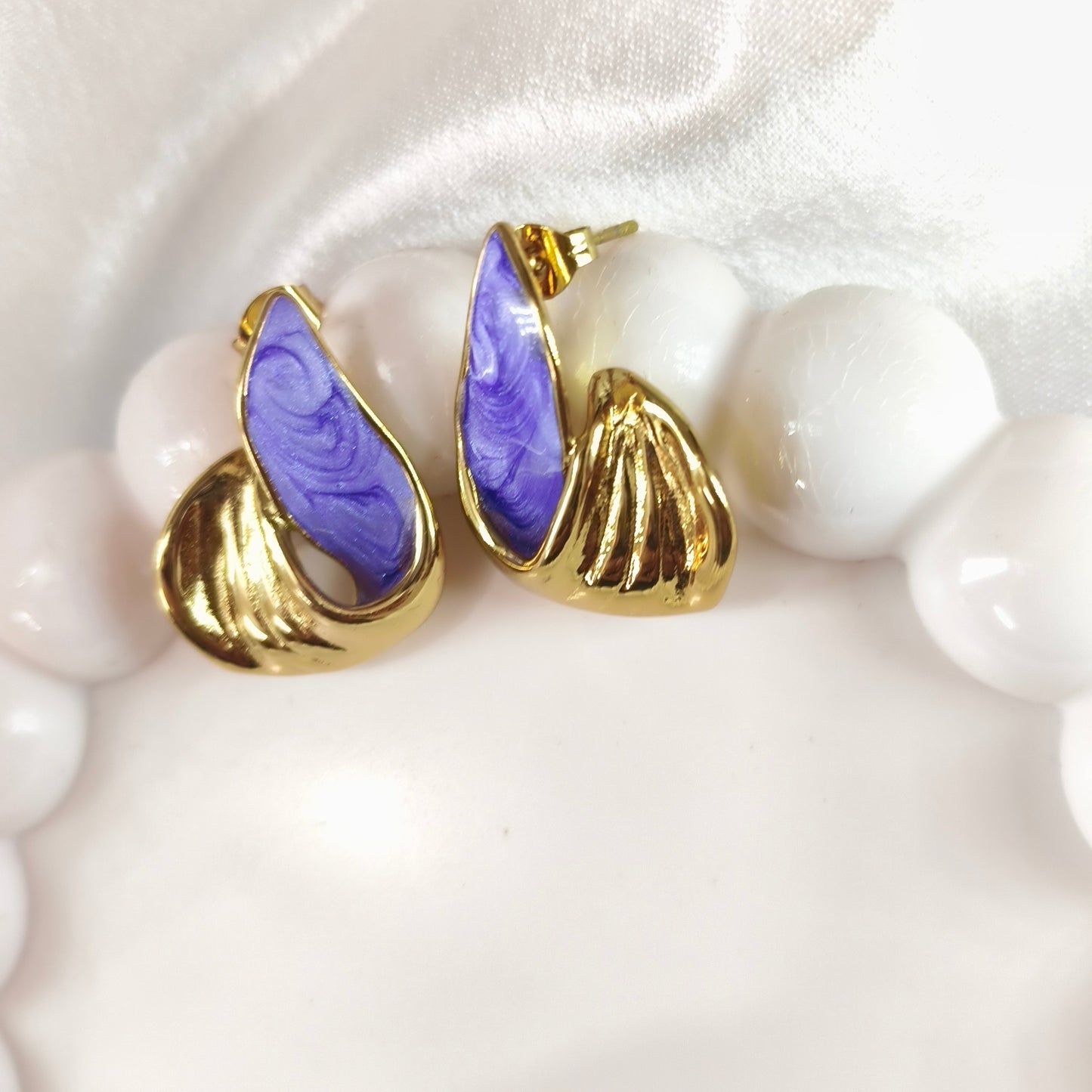 Purple Enamel Earring