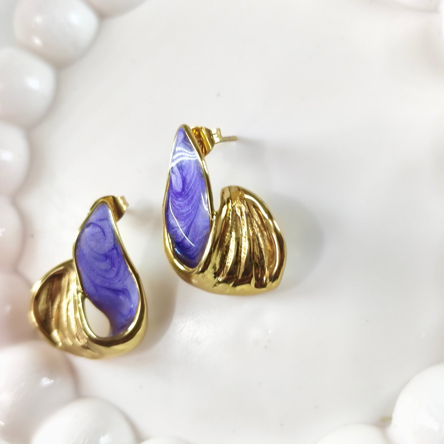 Purple Enamel Earring