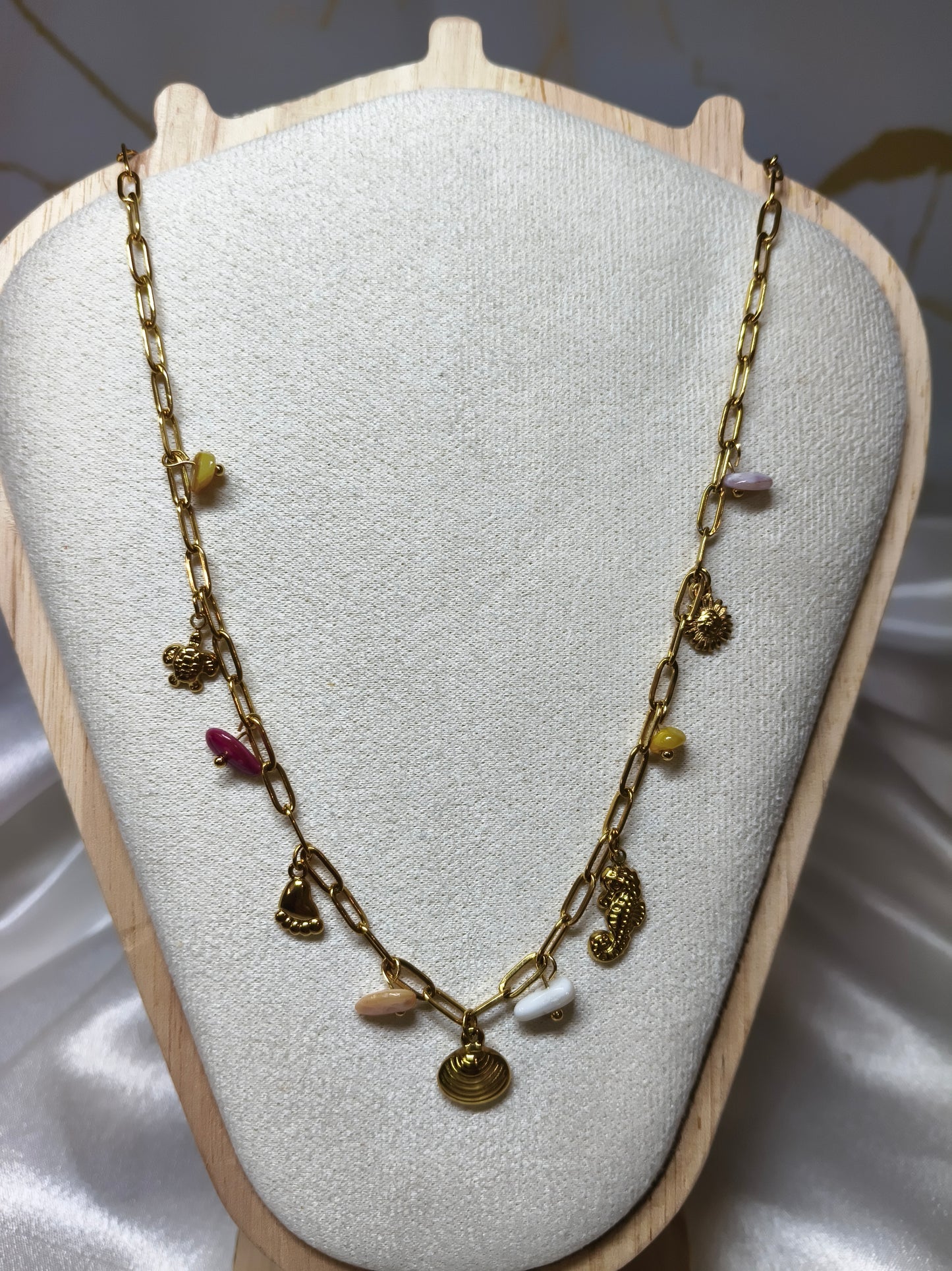 Golden Charm Coral Necklace