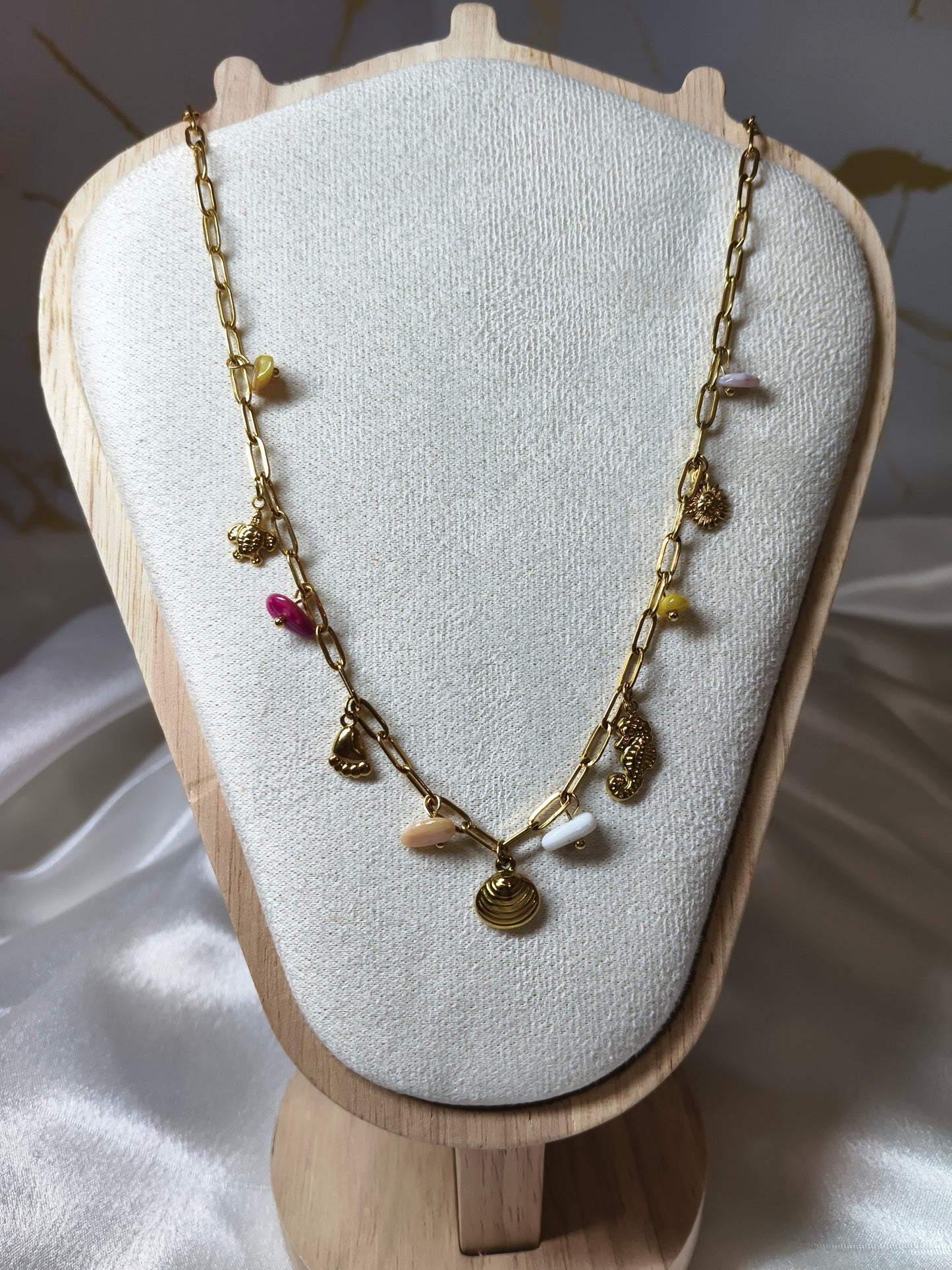 Golden Charm Coral Necklace