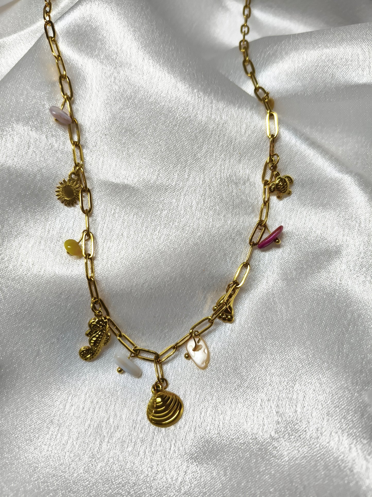 Golden Charm Coral Necklace
