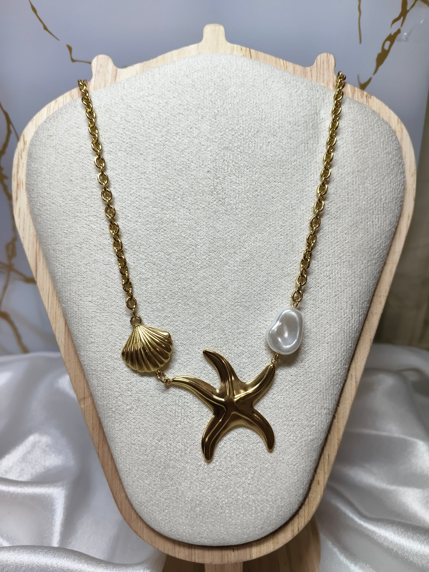 Shell Starfish Pearl Necklace