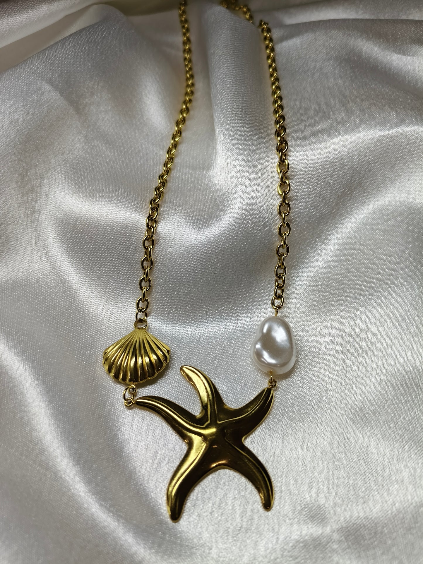 Shell Starfish Pearl Necklace