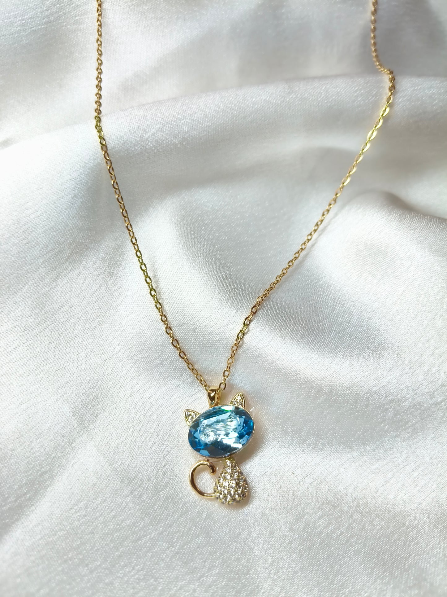 Blue Kitty Necklace