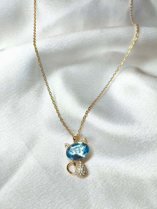 Blue Kitty Necklace