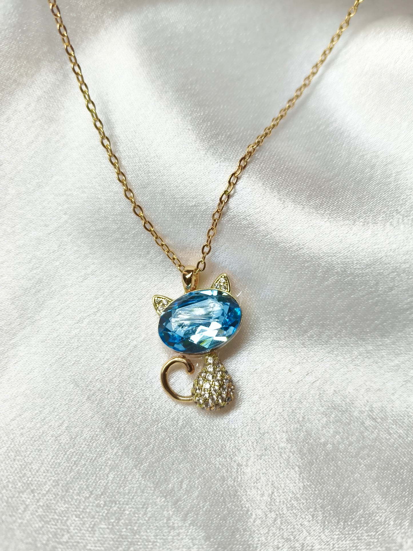 Blue Kitty Necklace