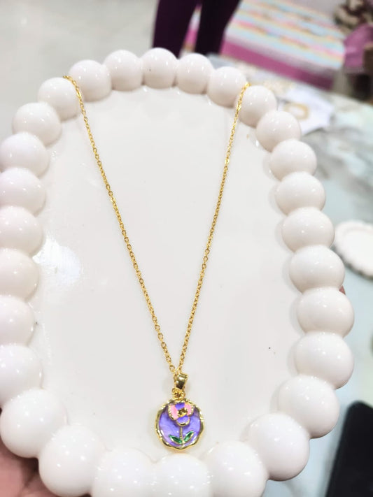 Enamel purple necklace