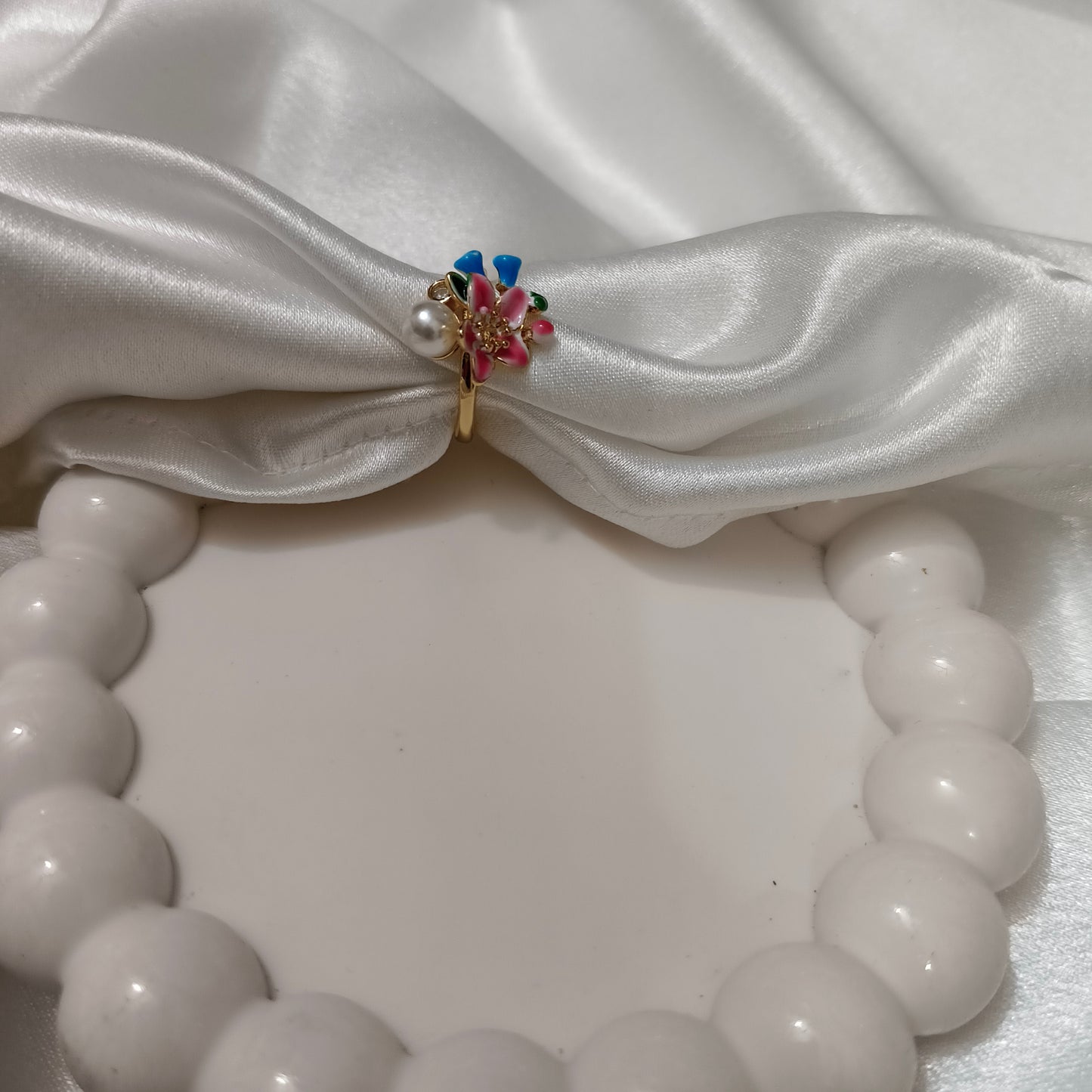 Colourful Pearl Flower Ring