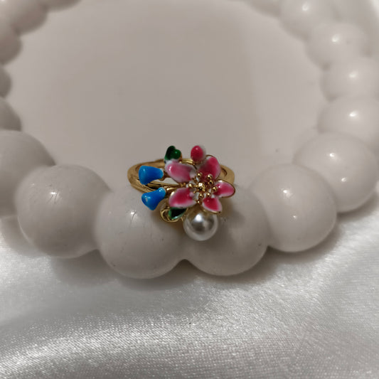 Colourful Pearl Flower Ring
