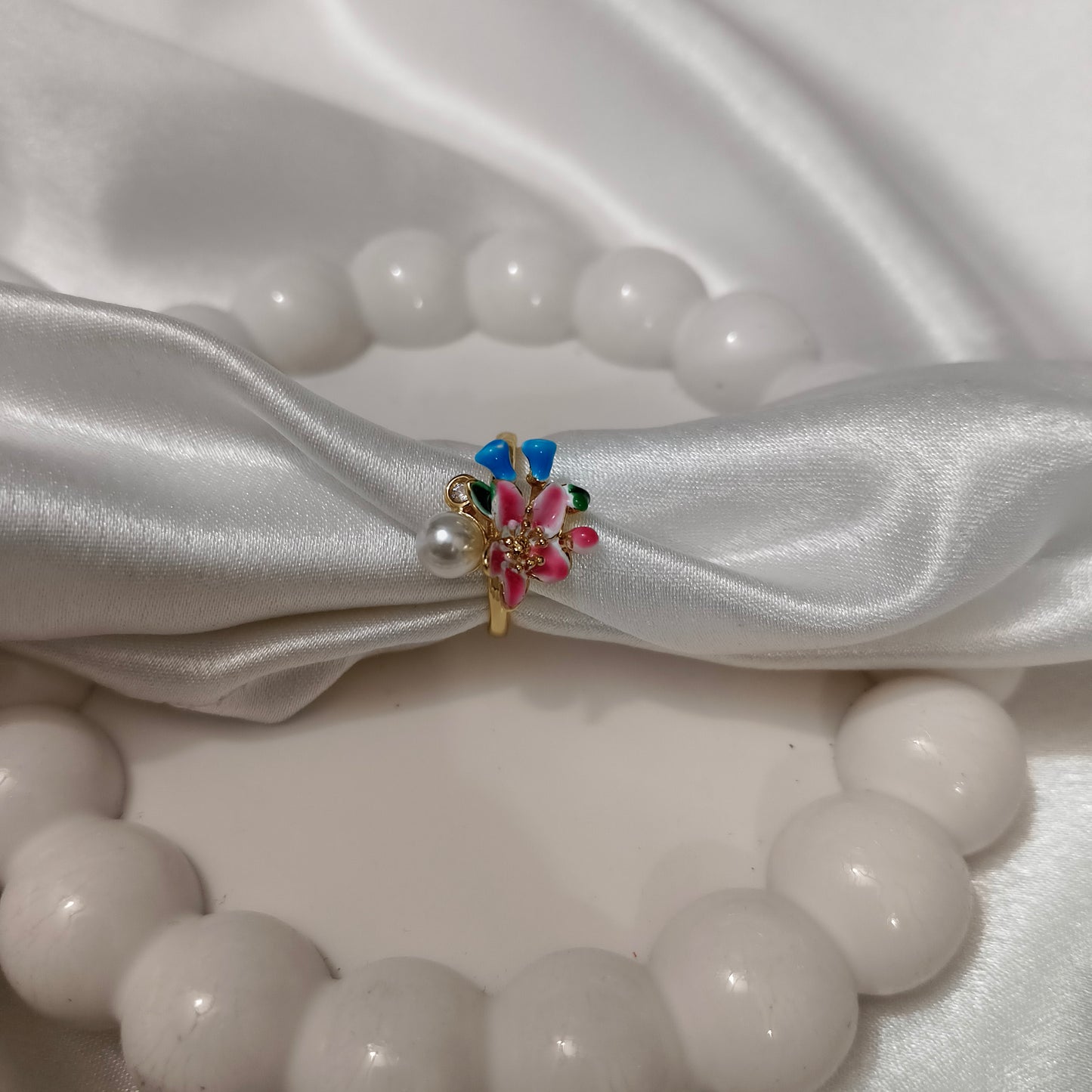 Colourful Pearl Flower Ring